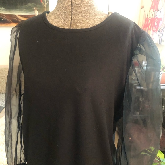 Smoke & Mirrors Women Black Long Sleeve Blouse Sheer Goth XL* - Picture 2 of 8
